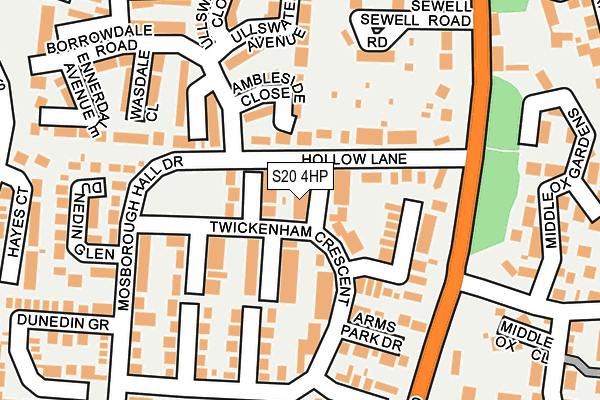 S20 4HP map - OS OpenMap – Local (Ordnance Survey)