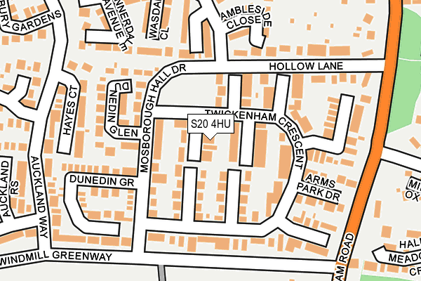 S20 4HU map - OS OpenMap – Local (Ordnance Survey)