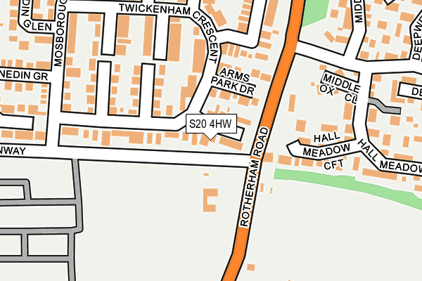 S20 4HW map - OS OpenMap – Local (Ordnance Survey)