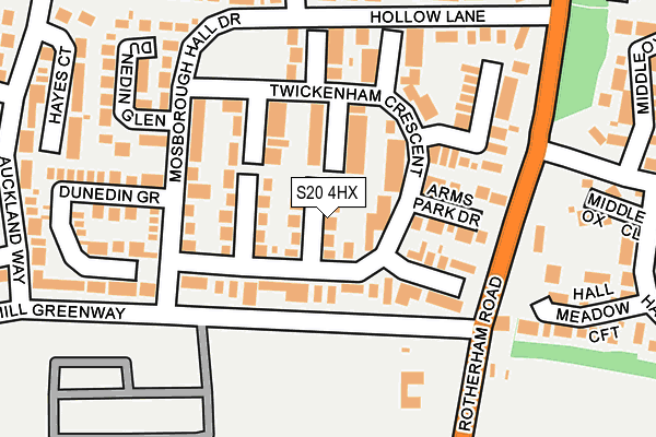 S20 4HX map - OS OpenMap – Local (Ordnance Survey)