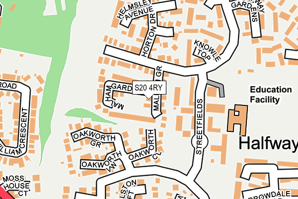 S20 4RY map - OS OpenMap – Local (Ordnance Survey)