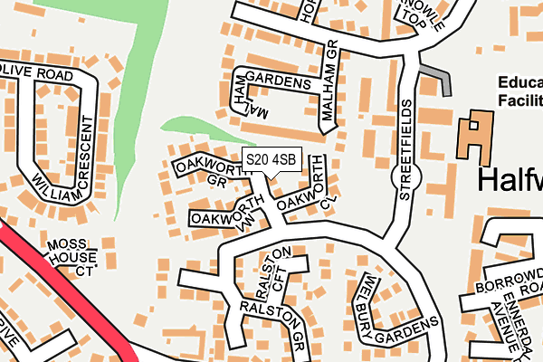 S20 4SB map - OS OpenMap – Local (Ordnance Survey)