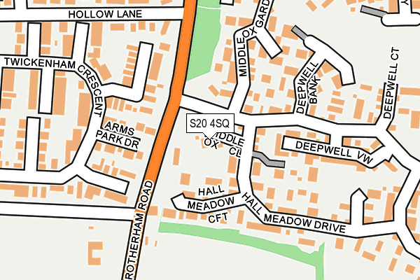 S20 4SQ map - OS OpenMap – Local (Ordnance Survey)