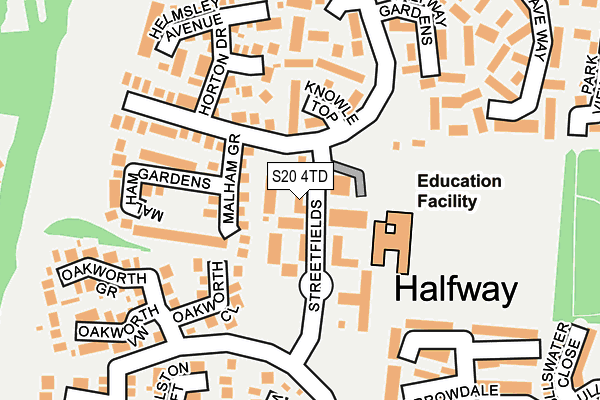 S20 4TD map - OS OpenMap – Local (Ordnance Survey)