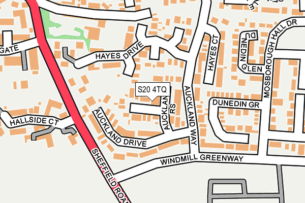 S20 4TQ map - OS OpenMap – Local (Ordnance Survey)