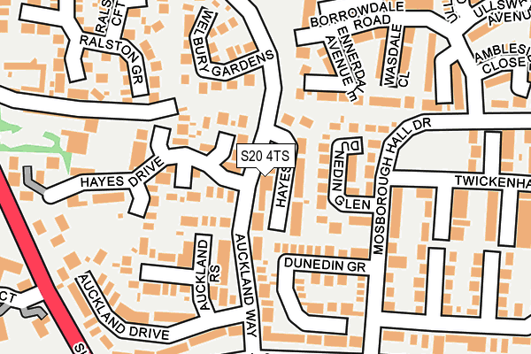 S20 4TS map - OS OpenMap – Local (Ordnance Survey)