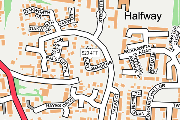 S20 4TT map - OS OpenMap – Local (Ordnance Survey)