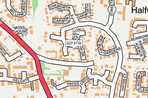 S20 4TW map - OS OpenMap – Local (Ordnance Survey)