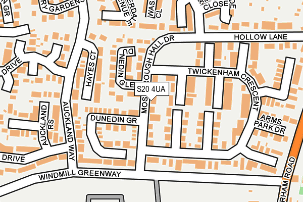 S20 4UA map - OS OpenMap – Local (Ordnance Survey)