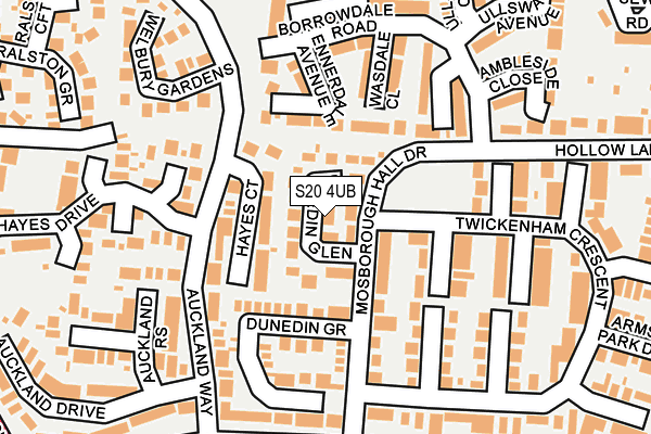 S20 4UB map - OS OpenMap – Local (Ordnance Survey)