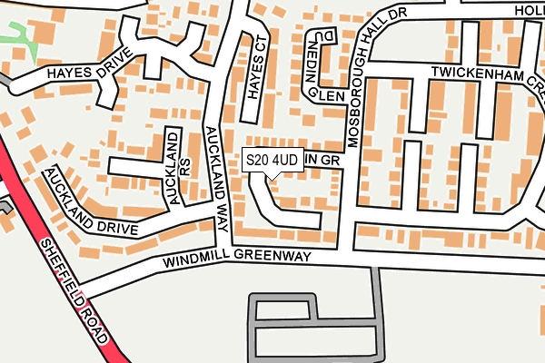 S20 4UD map - OS OpenMap – Local (Ordnance Survey)