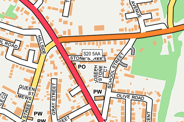 S20 5AA map - OS OpenMap – Local (Ordnance Survey)