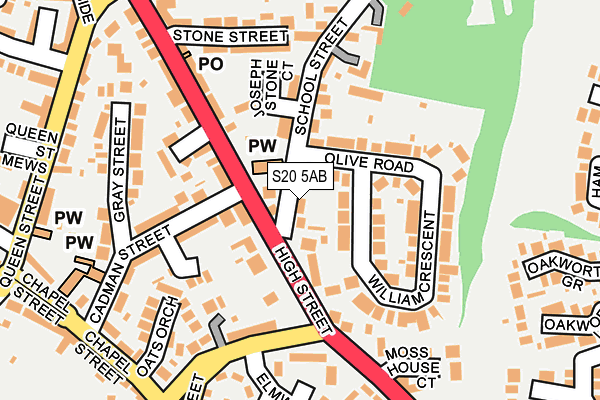 S20 5AB map - OS OpenMap – Local (Ordnance Survey)