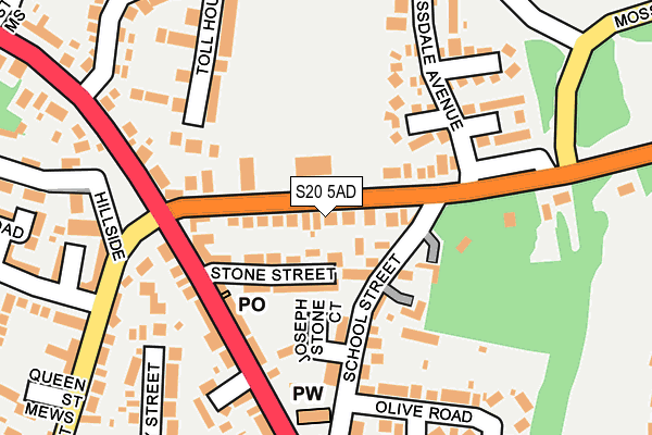 S20 5AD map - OS OpenMap – Local (Ordnance Survey)