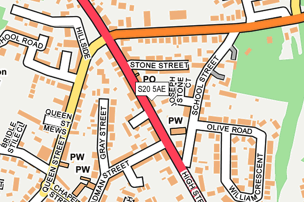 S20 5AE map - OS OpenMap – Local (Ordnance Survey)