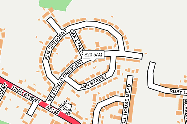 S20 5AQ map - OS OpenMap – Local (Ordnance Survey)