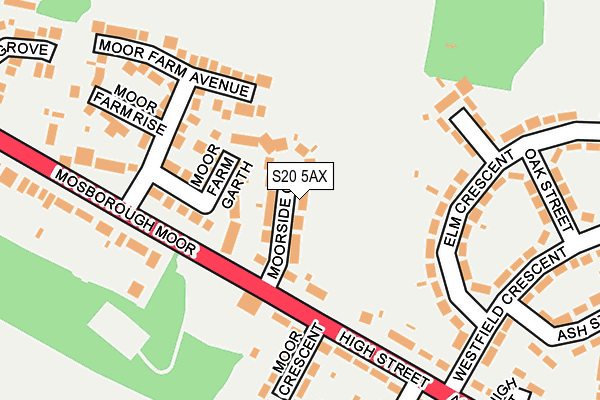 S20 5AX map - OS OpenMap – Local (Ordnance Survey)