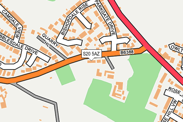 S20 5AZ map - OS OpenMap – Local (Ordnance Survey)