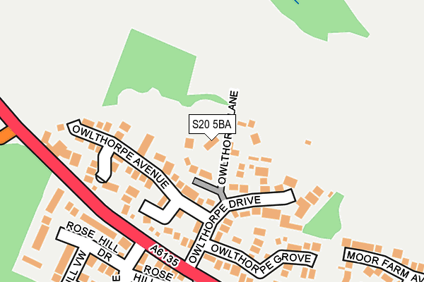 S20 5BA map - OS OpenMap – Local (Ordnance Survey)