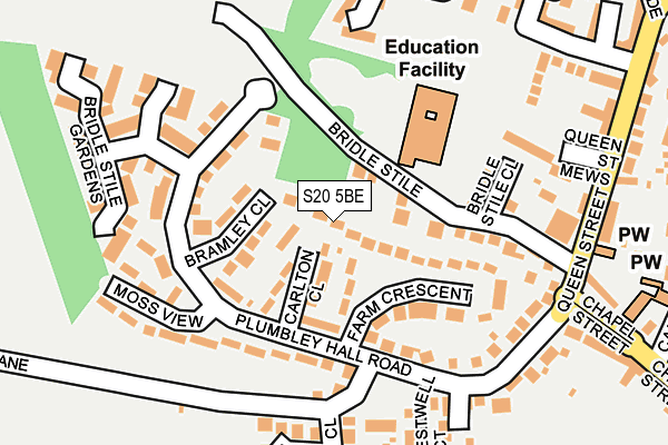 S20 5BE map - OS OpenMap – Local (Ordnance Survey)