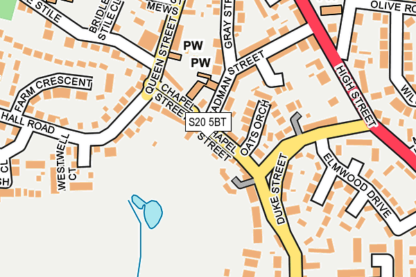 S20 5BT map - OS OpenMap – Local (Ordnance Survey)