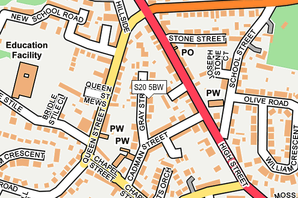 S20 5BW map - OS OpenMap – Local (Ordnance Survey)