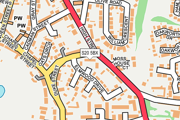 S20 5BX map - OS OpenMap – Local (Ordnance Survey)