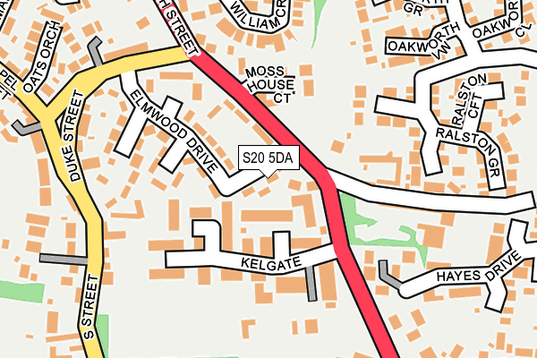 S20 5DA map - OS OpenMap – Local (Ordnance Survey)