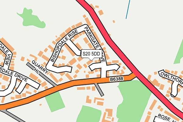 S20 5DD map - OS OpenMap – Local (Ordnance Survey)