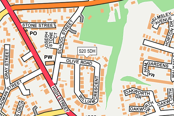 S20 5DH map - OS OpenMap – Local (Ordnance Survey)