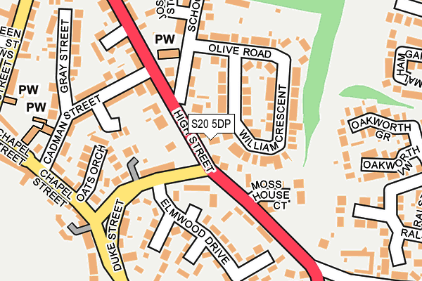 S20 5DP map - OS OpenMap – Local (Ordnance Survey)