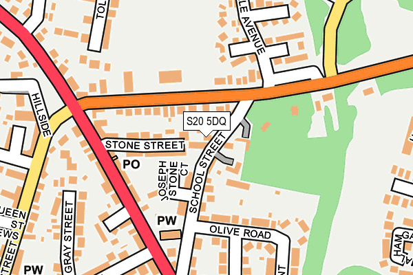 S20 5DQ map - OS OpenMap – Local (Ordnance Survey)