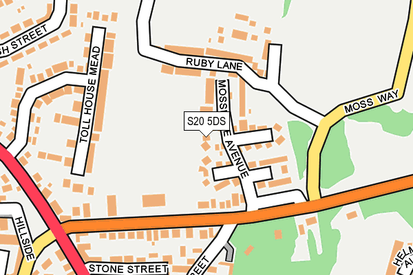 S20 5DS map - OS OpenMap – Local (Ordnance Survey)