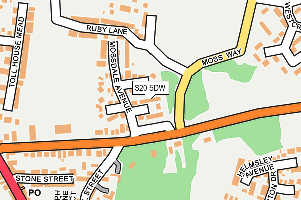 S20 5DW map - OS OpenMap – Local (Ordnance Survey)