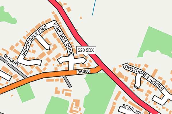 S20 5DX map - OS OpenMap – Local (Ordnance Survey)