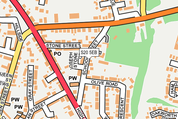 S20 5EB map - OS OpenMap – Local (Ordnance Survey)