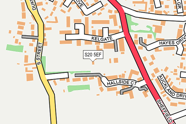 S20 5EF map - OS OpenMap – Local (Ordnance Survey)