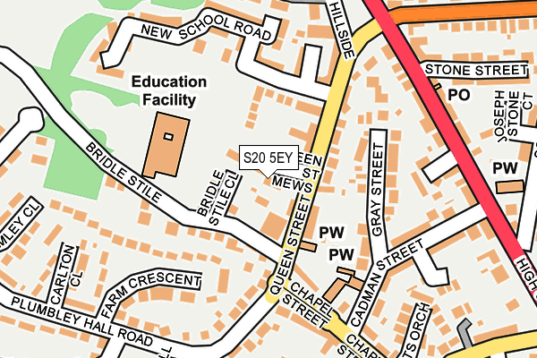 S20 5EY map - OS OpenMap – Local (Ordnance Survey)