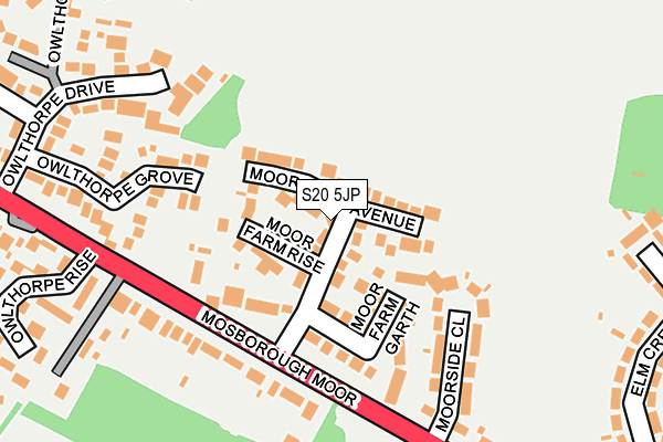 S20 5JP map - OS OpenMap – Local (Ordnance Survey)