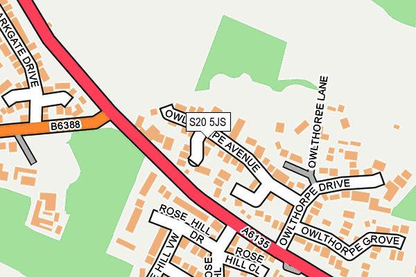 S20 5JS map - OS OpenMap – Local (Ordnance Survey)