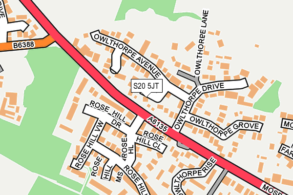 S20 5JT map - OS OpenMap – Local (Ordnance Survey)