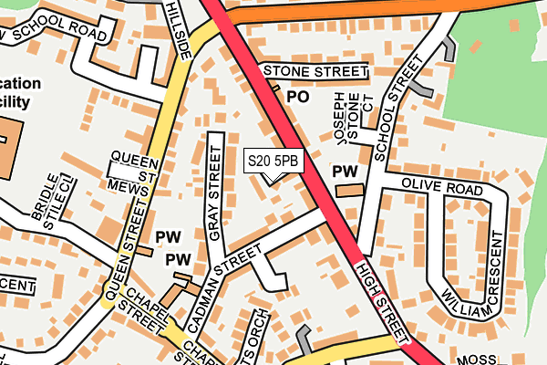 S20 5PB map - OS OpenMap – Local (Ordnance Survey)