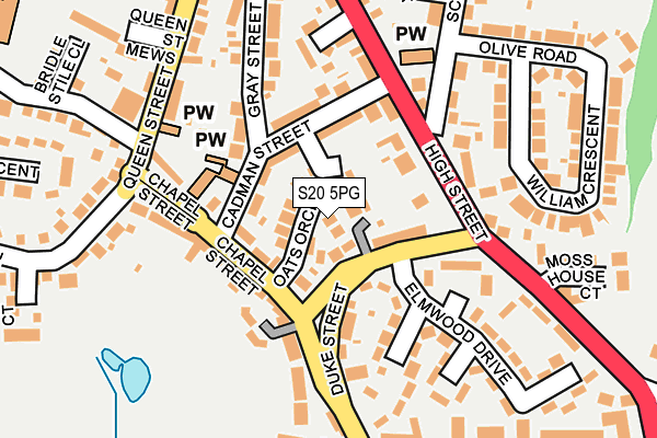 S20 5PG map - OS OpenMap – Local (Ordnance Survey)