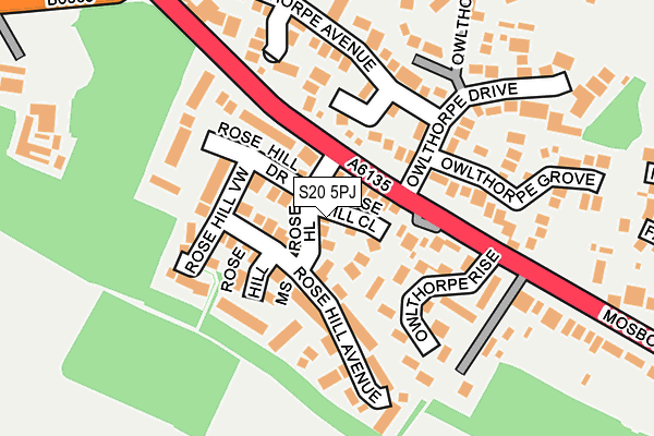 S20 5PJ map - OS OpenMap – Local (Ordnance Survey)