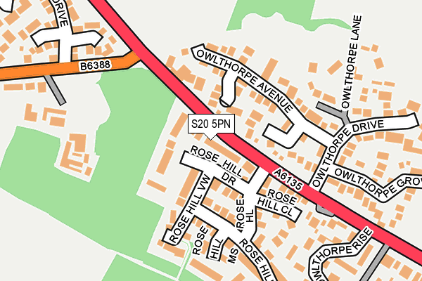 S20 5PN map - OS OpenMap – Local (Ordnance Survey)