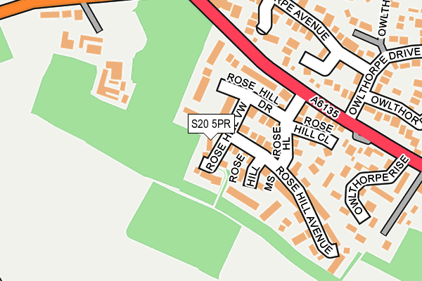 S20 5PR map - OS OpenMap – Local (Ordnance Survey)