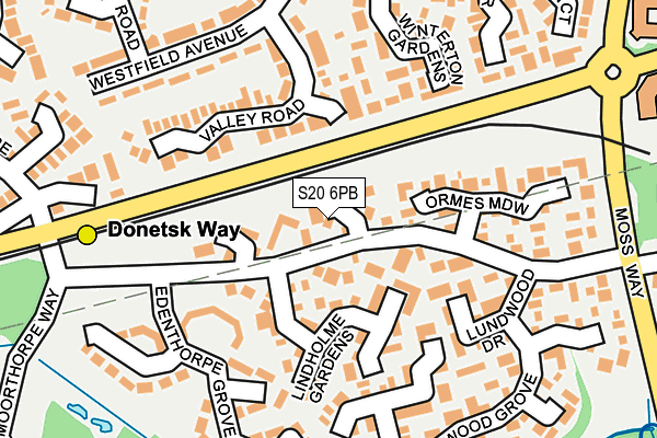 S20 6PB map - OS OpenMap – Local (Ordnance Survey)