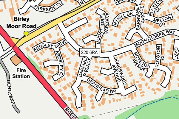 S20 6RA map - OS OpenMap – Local (Ordnance Survey)