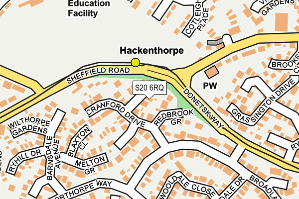 S20 6RQ map - OS OpenMap – Local (Ordnance Survey)