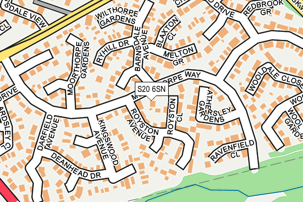 S20 6SN map - OS OpenMap – Local (Ordnance Survey)